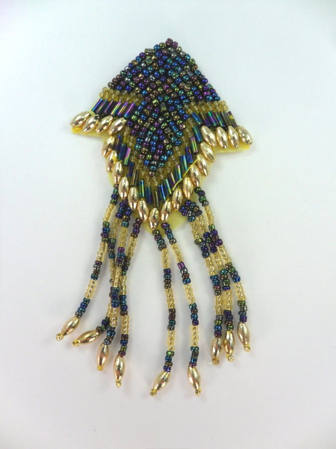 Multicolored Beaded Dangle Applique 4 F55