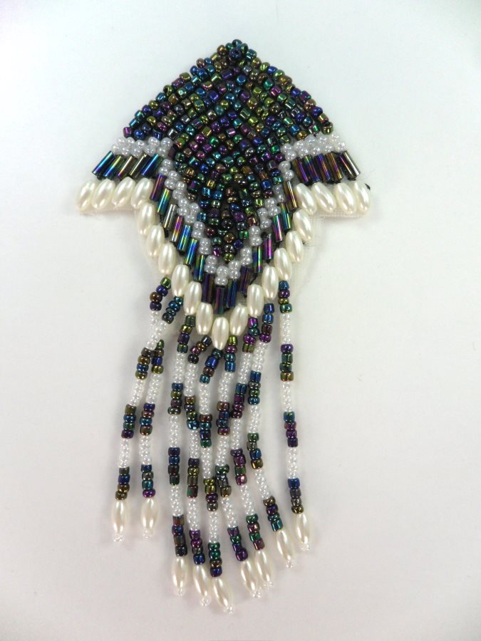 Multicolored Beaded Dangle Applique 4 F56