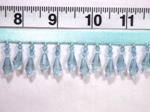 RMC1  Light Blue Teardrop Beaded Fringe Sewing Trim 1 14