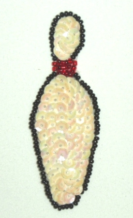 E022 Bowling Pin Sequin Beaded Applique 3