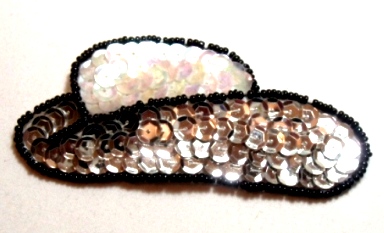EB12  Silver Cowboy Hat Sequin Beaded Applique 3.5