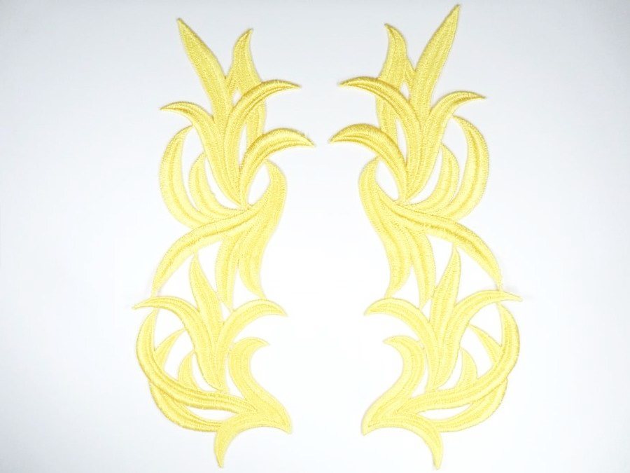 Yellow Embroidered Appliques Costume Designer Mirror Pairs 11.25 GB691X