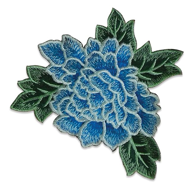 Blue Rose Embroidered Applique Iron On Patch 6.5 ESA6416