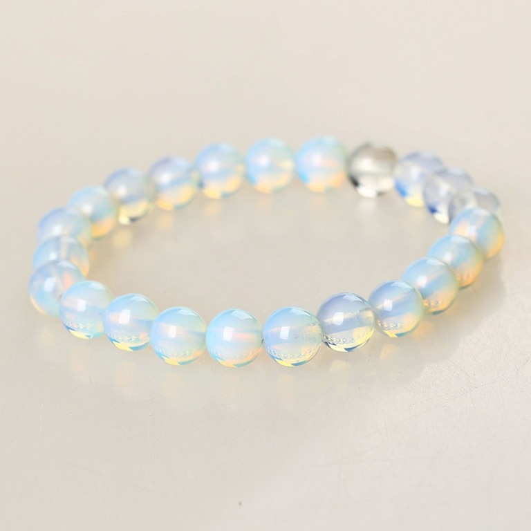 Stretchy Bracelet Frosted White Beads Costume Jewelry JW64