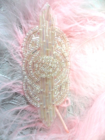 FS174  Small Crystal AB Triple Circle Beaded Applique 3.25