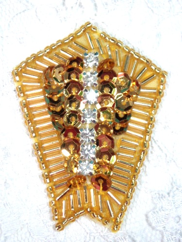 0482 Gold Rhinestone 2.25\ Sequin Beaded Applique