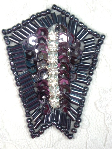 0482 Gunmetal Rhinestone 2.25\ Sequin Beaded Applique