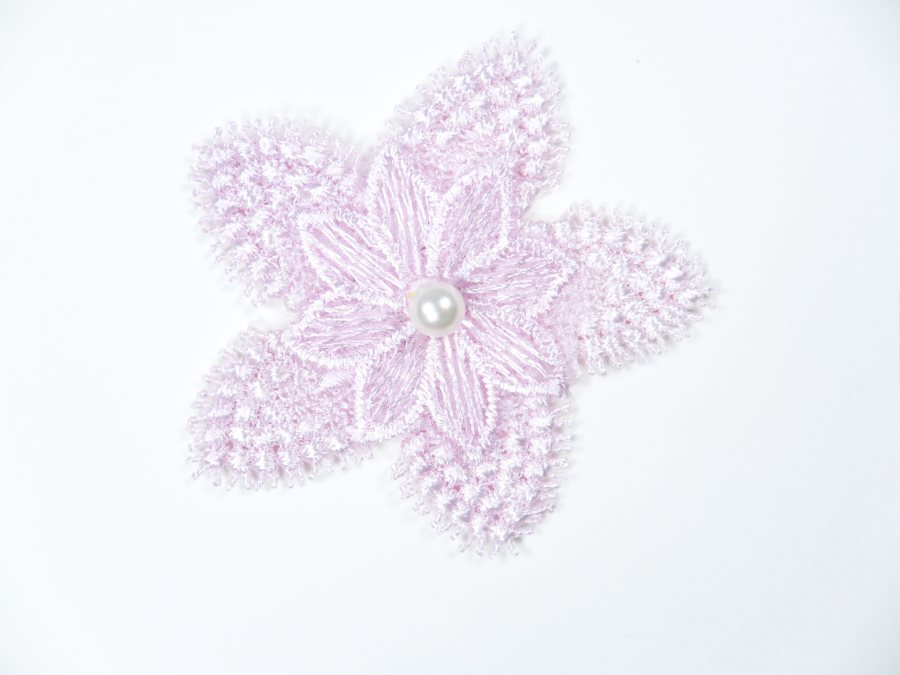 3D Applique Embroidered Floral Lavender Pearl Craft Patch 3 (GB719)
