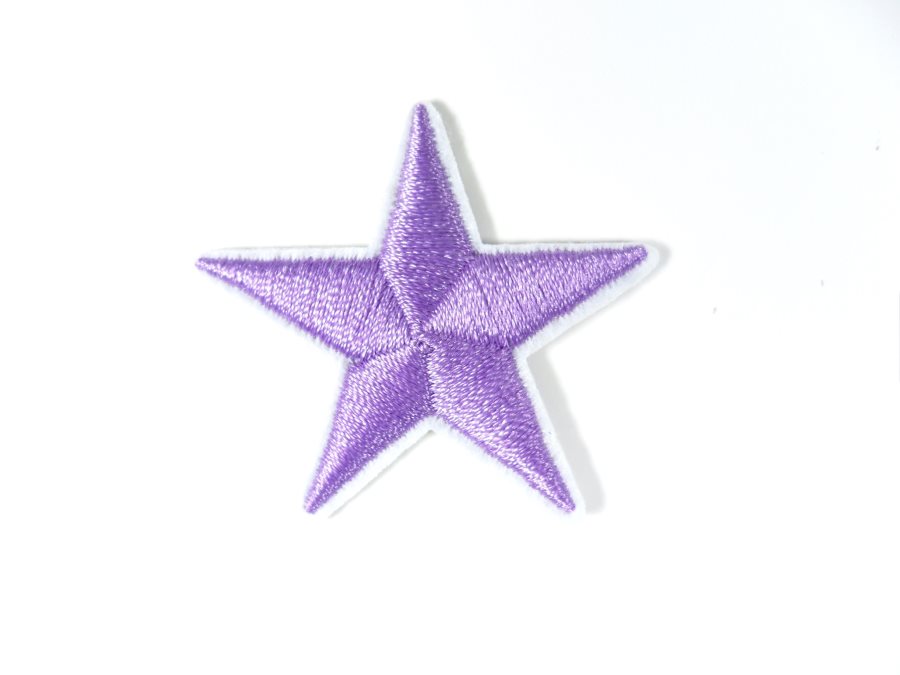 Star Embroidered Applique Lavender With White Edge Iron On Patch 1.5 GB711