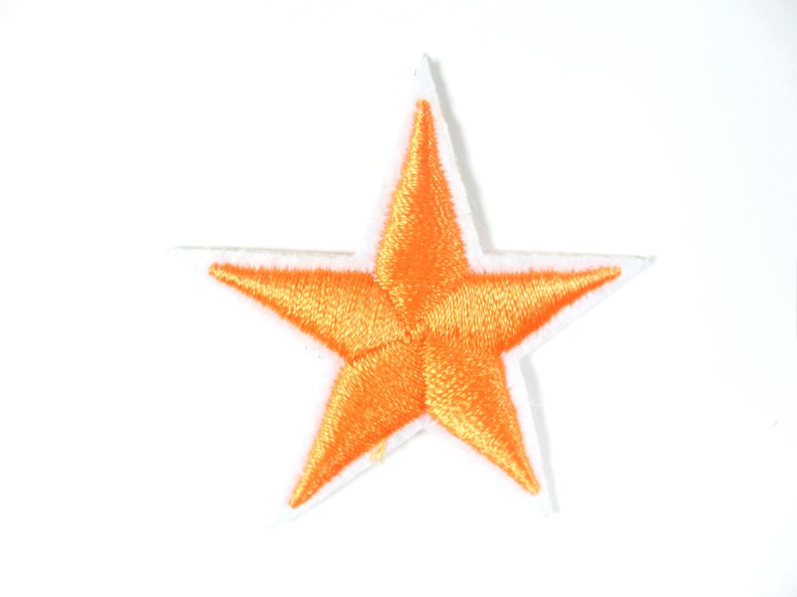 Star Embroidered Applique Orange With White Edge Iron On Patch 1.5 GB711