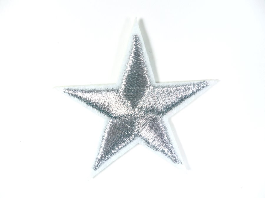 10 Pezzi Adesivi Ricamati Stelle Glitter Argento 8.5 Cm - Patch Termoadesive Per Abbigliamento Fai Da Te