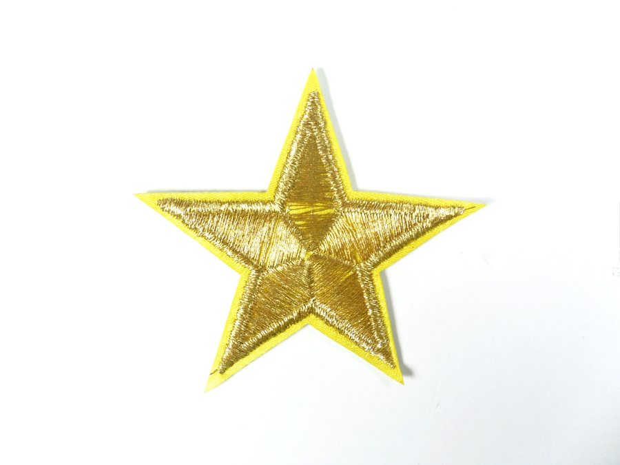 Star Embroidered Applique Metallic Gold Iron On Patch 2.25 GB716