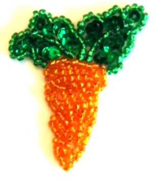 LC147  Carrot Beaded Applique 2.25"