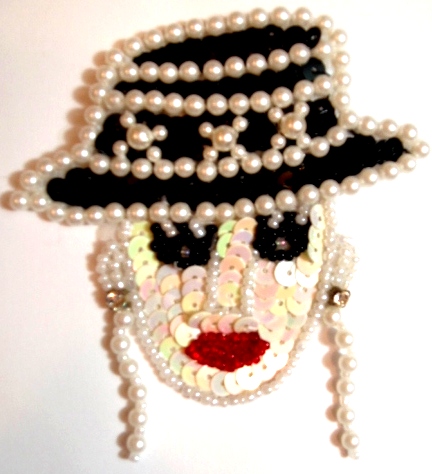 LC28 Ladies Face Sequin Beaded Applique 3