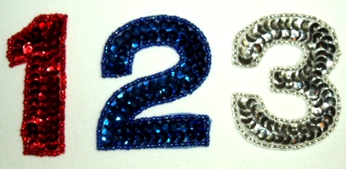 LC325  Numbers ( 1 2 3 ) Sequin Beaded Appliques