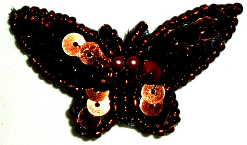 LC331 Bronze Butterfly Sequin Beaded Applique 1.75