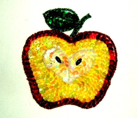 LC505  Apple Sequin Beaded Applique 4