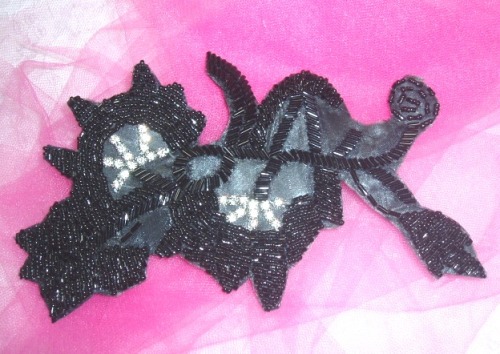 LC511  Black Rhinestone Beaded Applique 7