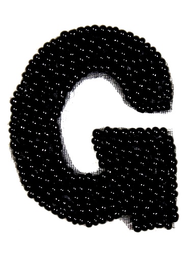 K1  Black Beaded Letter ( G ) Applique  1.75\