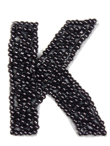 K1  Black Beaded Letter ( K ) Applique  1.75\