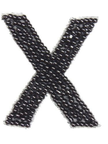 K1  Black Beaded Letter ( X ) Applique  1.75\