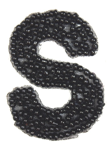 K1  Black Beaded Letter ( S ) Applique  1.75\