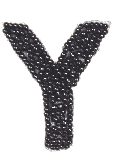 K1  Black Beaded Letter ( Y ) Applique  1.75\