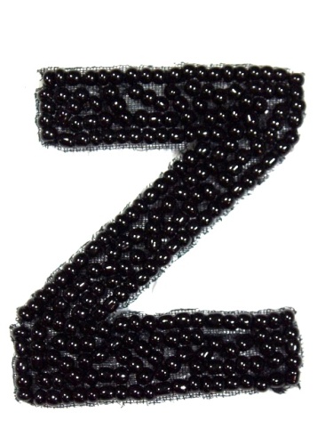 K1  Black Beaded Letter ( Z ) Applique  1.75\