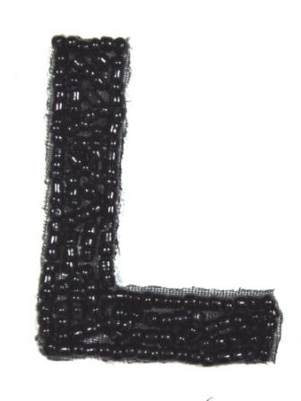 K1  Black Beaded Letter ( L ) Applique  1.75