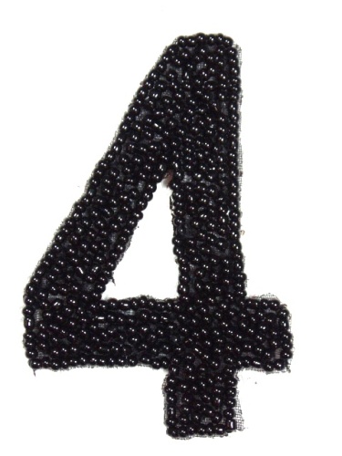 K4  Black Beaded Number ( 4 ) Applique  2.5\