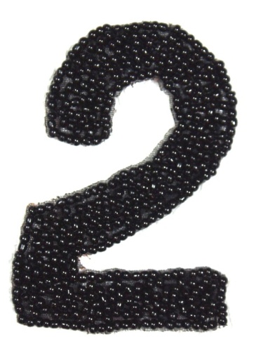 K4  Black Beaded Number ( 2 ) Applique  2.5\