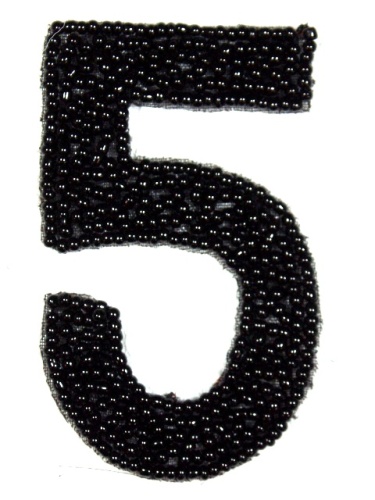 K4  Black Beaded Number ( 5 ) Applique  2.5\