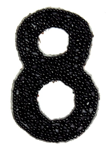 K4  Black Beaded Number ( 8 ) Applique  2.5\