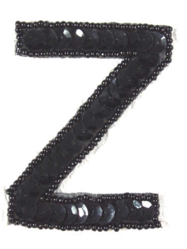 K2  Black Sequin Letter ( Z ) Applique  2.75\
