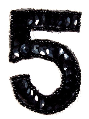 K3  Black Sequin Number ( 5 ) Applique  2.5\