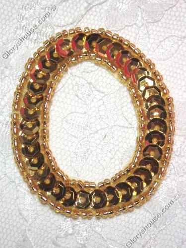 0464  Gold Letter ( O ) Sequin Beaded Applique  2