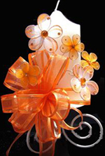 MR020 Choose Size Orange Organza Jewel Floral Embellishment