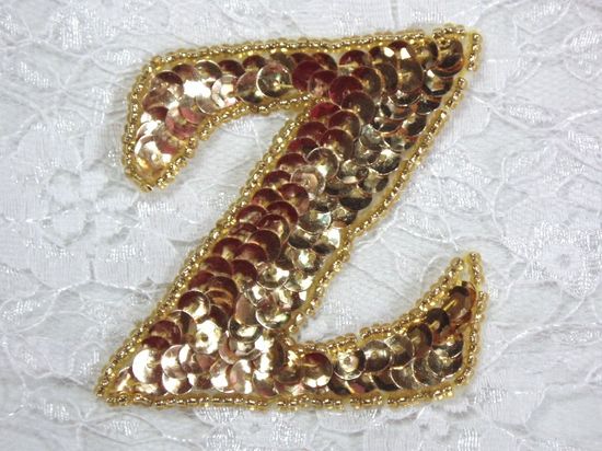 0274A  Letter ( Z ) Sequin Beaded Applique 2.25
