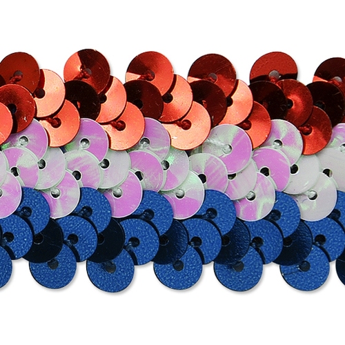 Patriotic Trim USA Americana Metallic Sequin Stretch Sewing Banding 1.25 (6809)