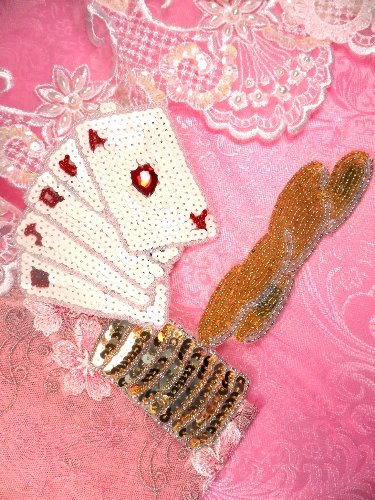 SA130 Beaded Sequin Applique Playing Cards 6\