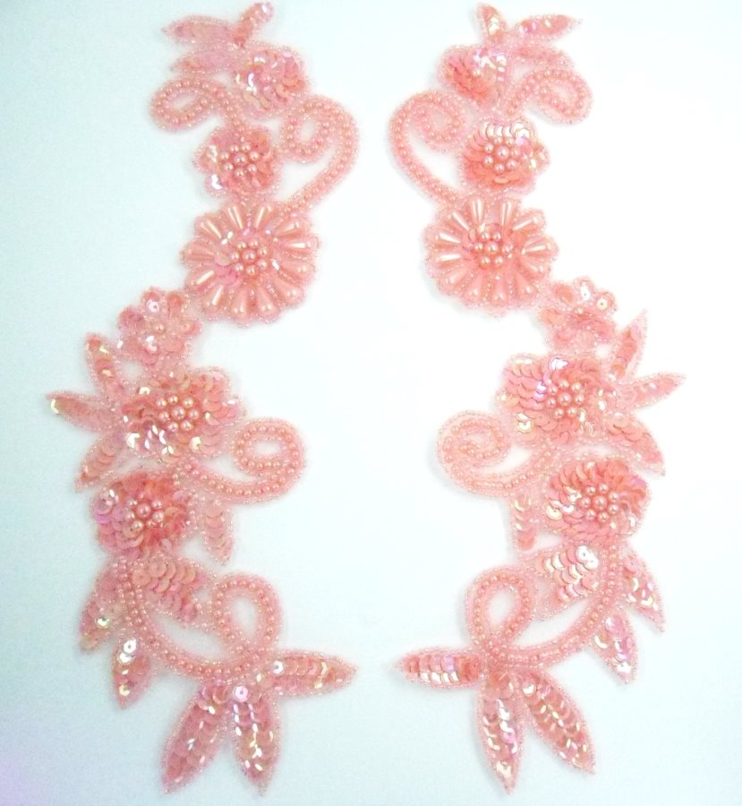 Sequin Appliques Coral Mirror Pair Beaded Dance Patch 0183X