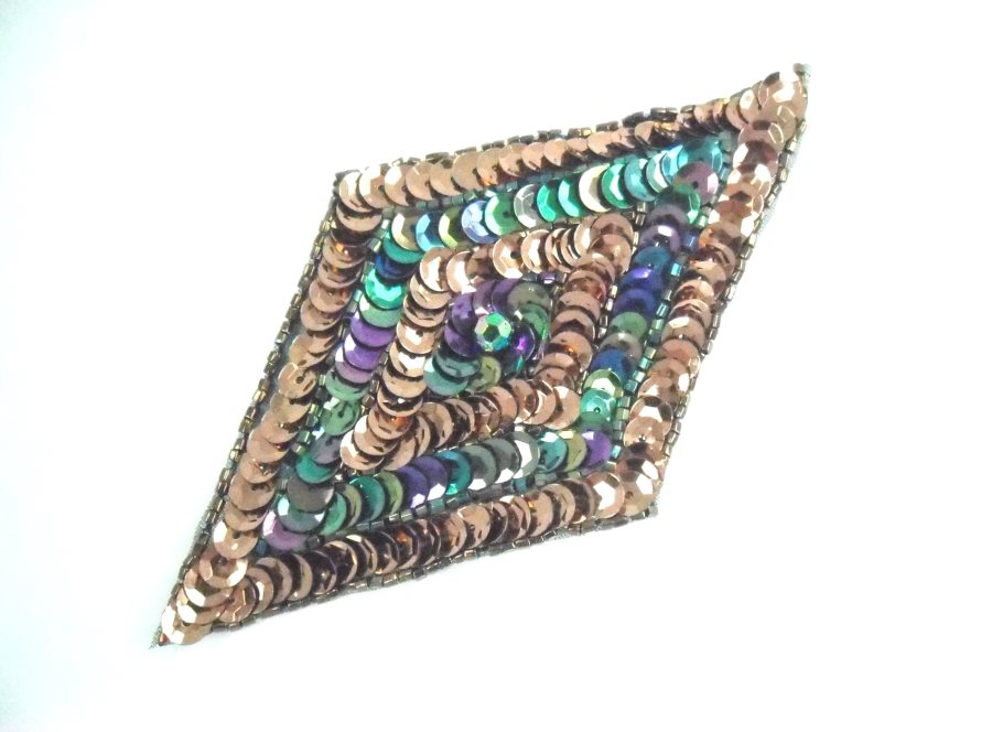 Diamond Sequin Applique Bronze Peacock  FS475