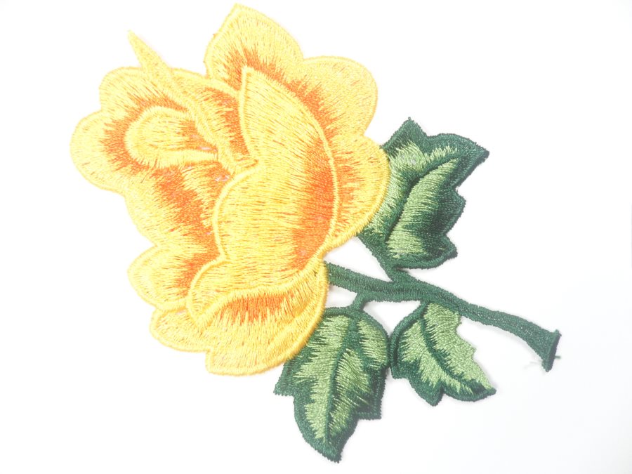 Floral Embroidered Applique Yellow Orange Dance Costume Craft Patch 4.5 GB701