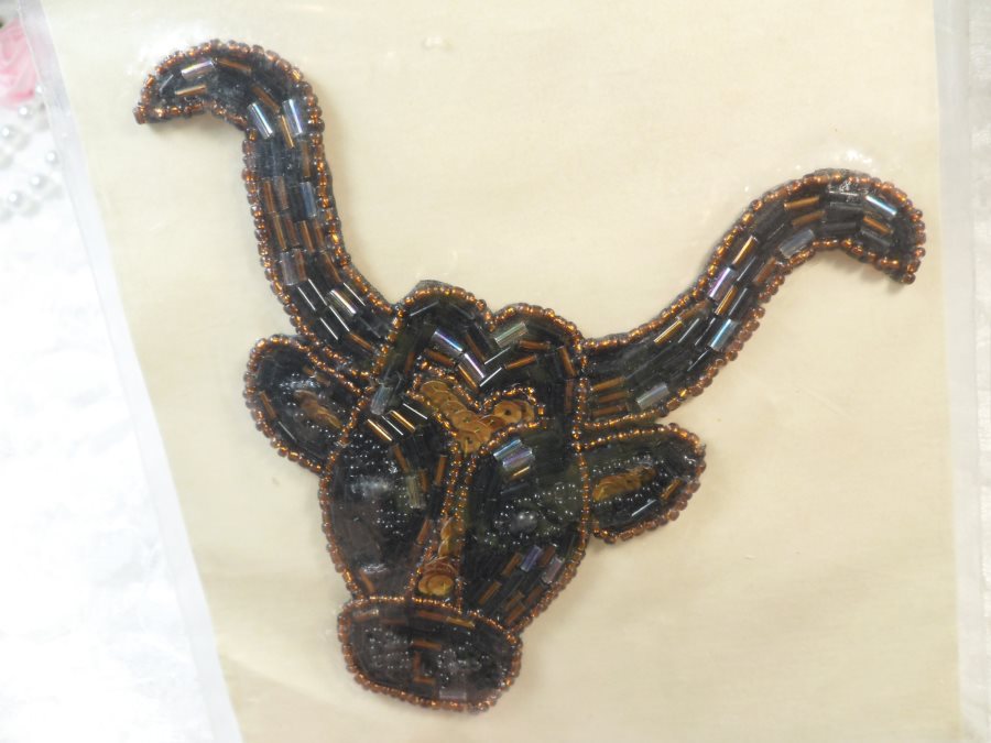 Self Adhesive Bull Sequin Applique Beaded Patch Motif Sewing Crafts Supplies 6.75 (LC1679)