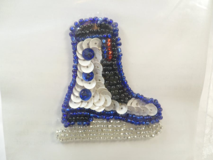 Self Adhesive Skate Sequin Applique Beaded Patch Motif Sewing Crafts Supplies 2.25 (LC1873)