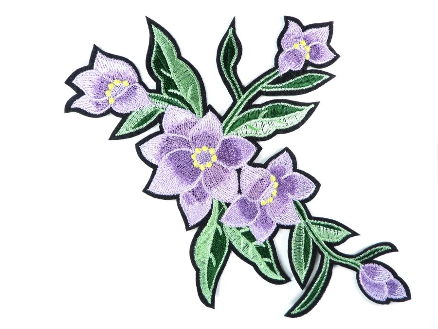 Floral Embroidered Applique Lavender Crafting Motif Clothing Patch 8 GB722