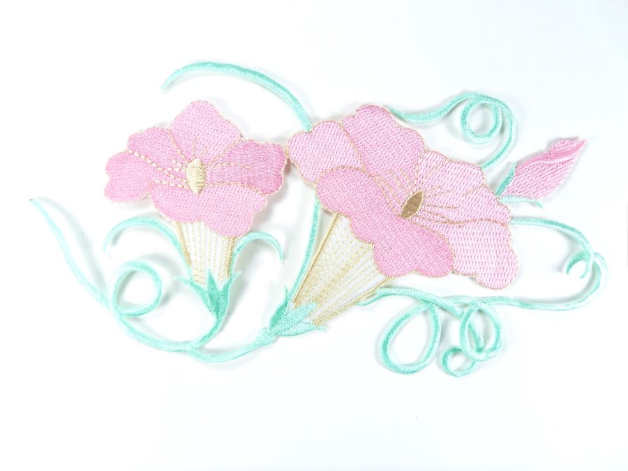 Floral Embroidered Applique Pink Mint Green Vine Dance Costume 7.5 GB698
