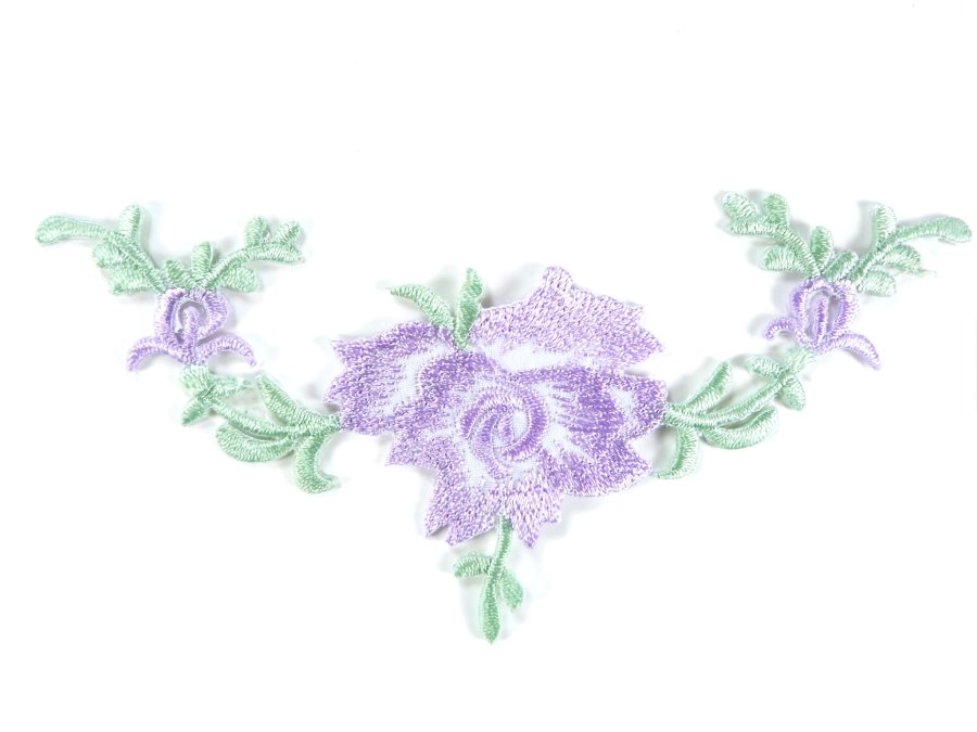 Floral Embroidered Applique Lavender Dance Costume Craft Patch 4.75 GB700