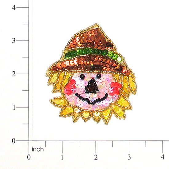 E2859 Thanksgiving Scarecrow Sequin Beaded Applique 3\