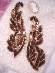 0033 Bronze Mirror Pair Sequin Beaded Appliques 6.25"